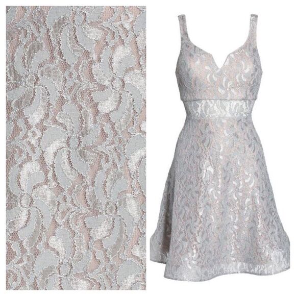 Sequin Hearts Illusion Waist Lace Fit/Flare Dress - Picture 3 of 13